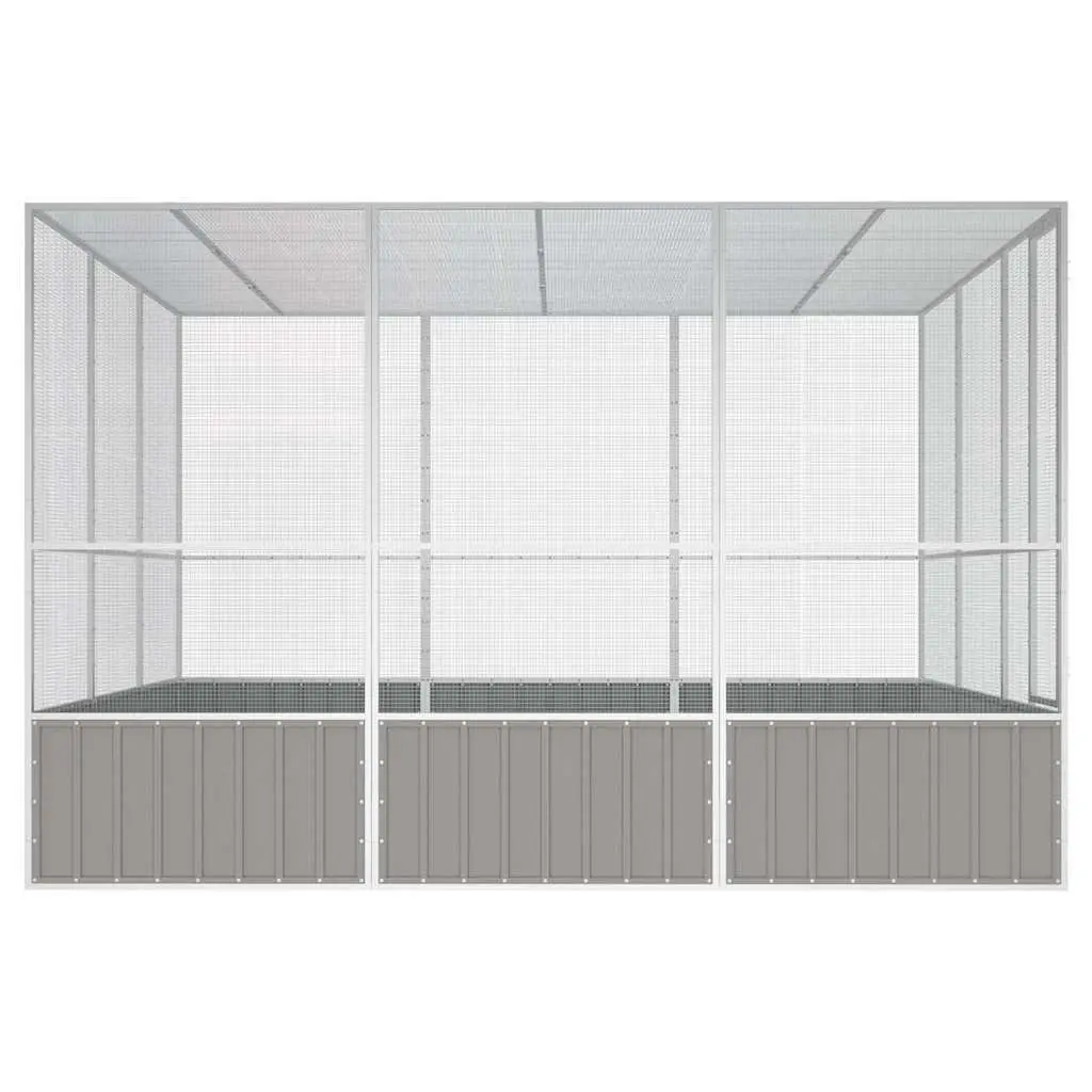Large Aviary Outdoor Grey Galvanised Steel Bird Cage for Exercise and Play