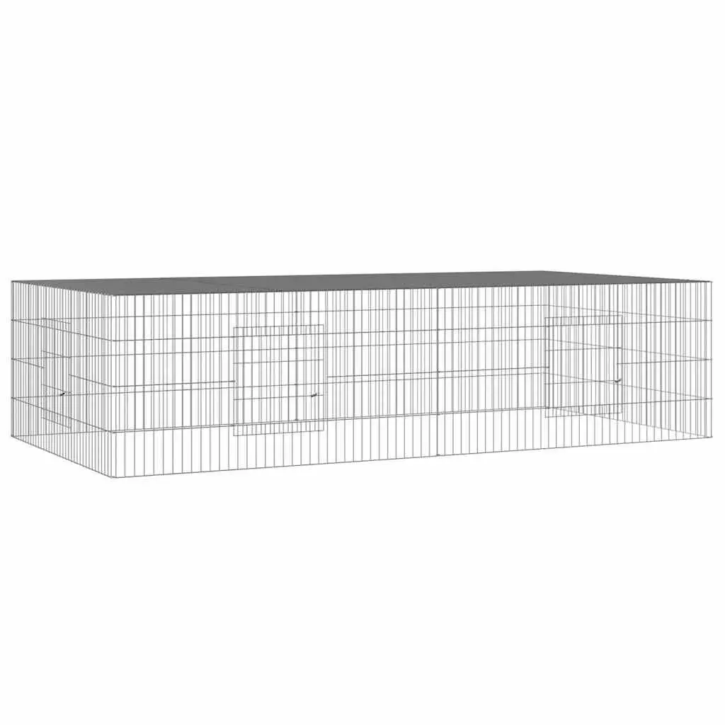 Rabbit Cage 2 Panel Spacious Galvanised Iron Wire Frame 220x110x55cm Silver Playpen Enclosure for Small Animals