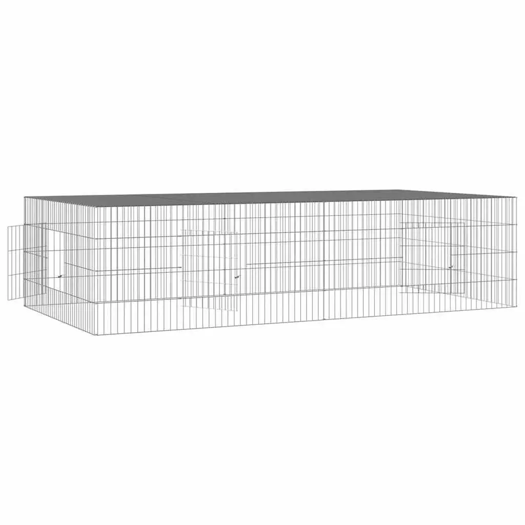Rabbit Cage 2 Panel Spacious Galvanised Iron Wire Frame 220x110x55cm Silver Playpen Enclosure for Small Animals