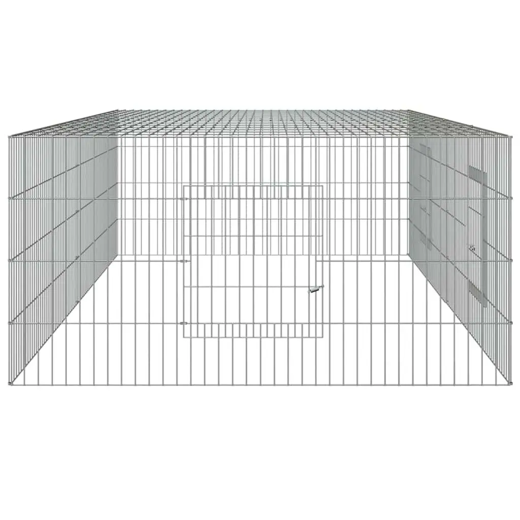 Rabbit Cage 2 Panel Spacious Galvanised Iron Wire Frame 220x110x55cm Silver Playpen Enclosure for Small Animals