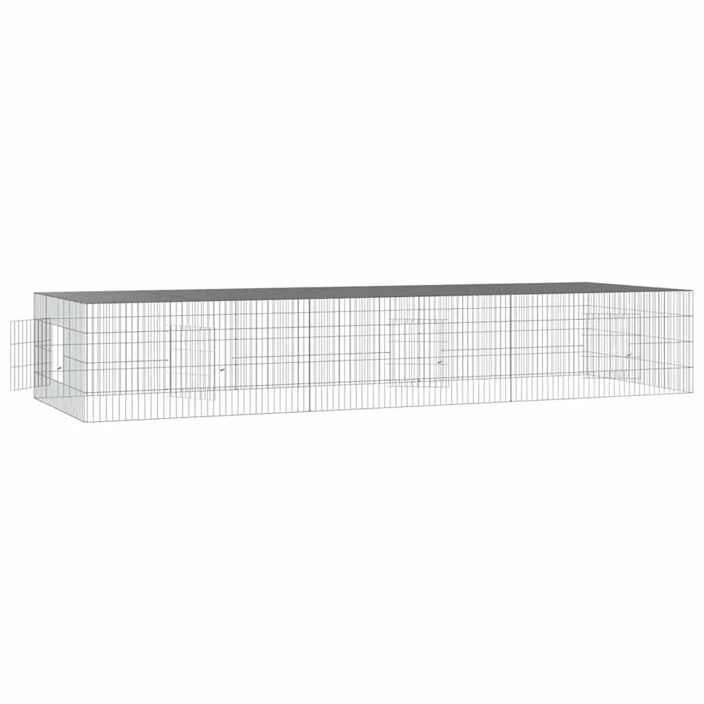 Rabbit Cage Galvanised Iron 3-Panel Enclosure 325x109x54cm Silver Small Animal Hutch