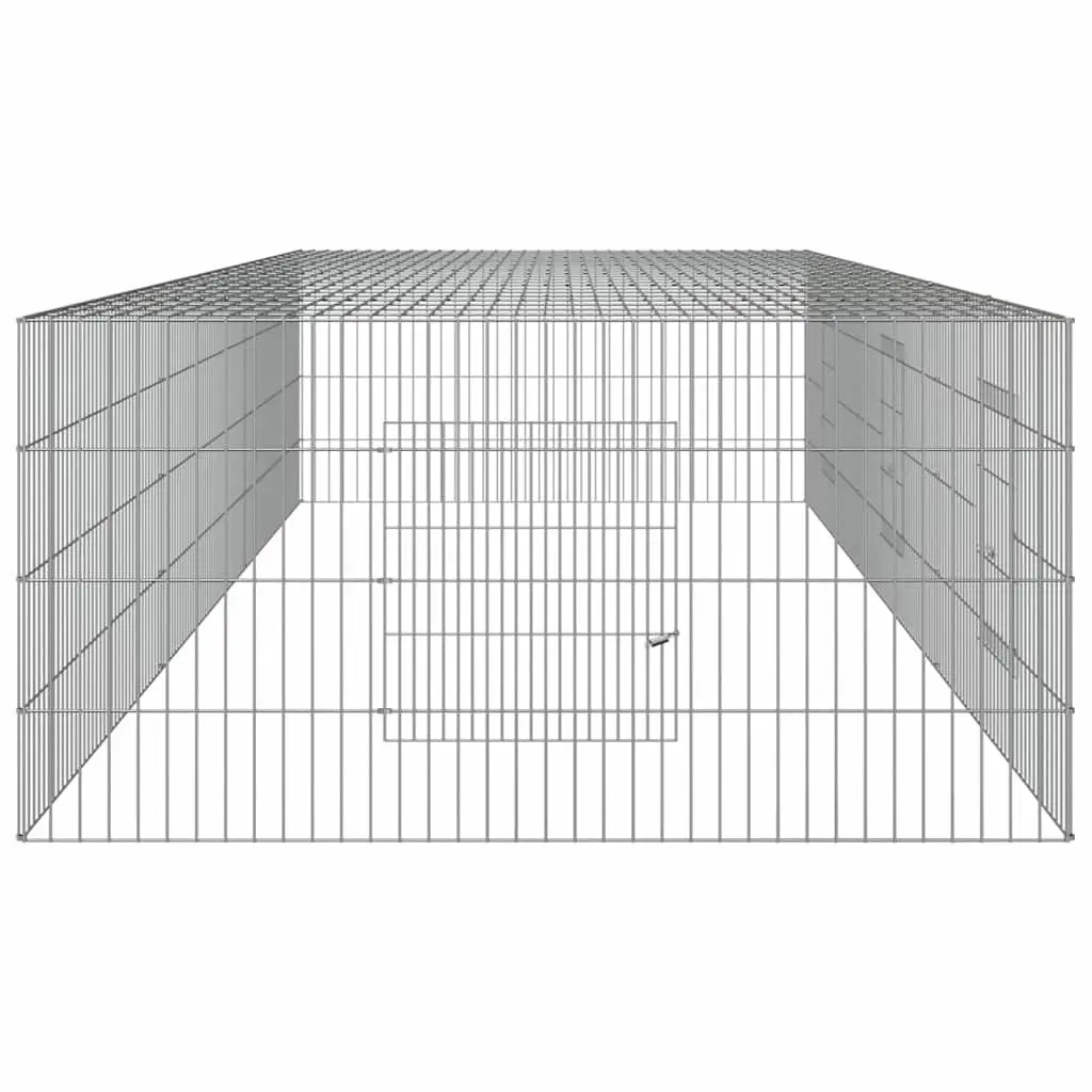 Rabbit Cage Galvanised Iron 3-Panel Enclosure 325x109x54cm Silver Small Animal Hutch