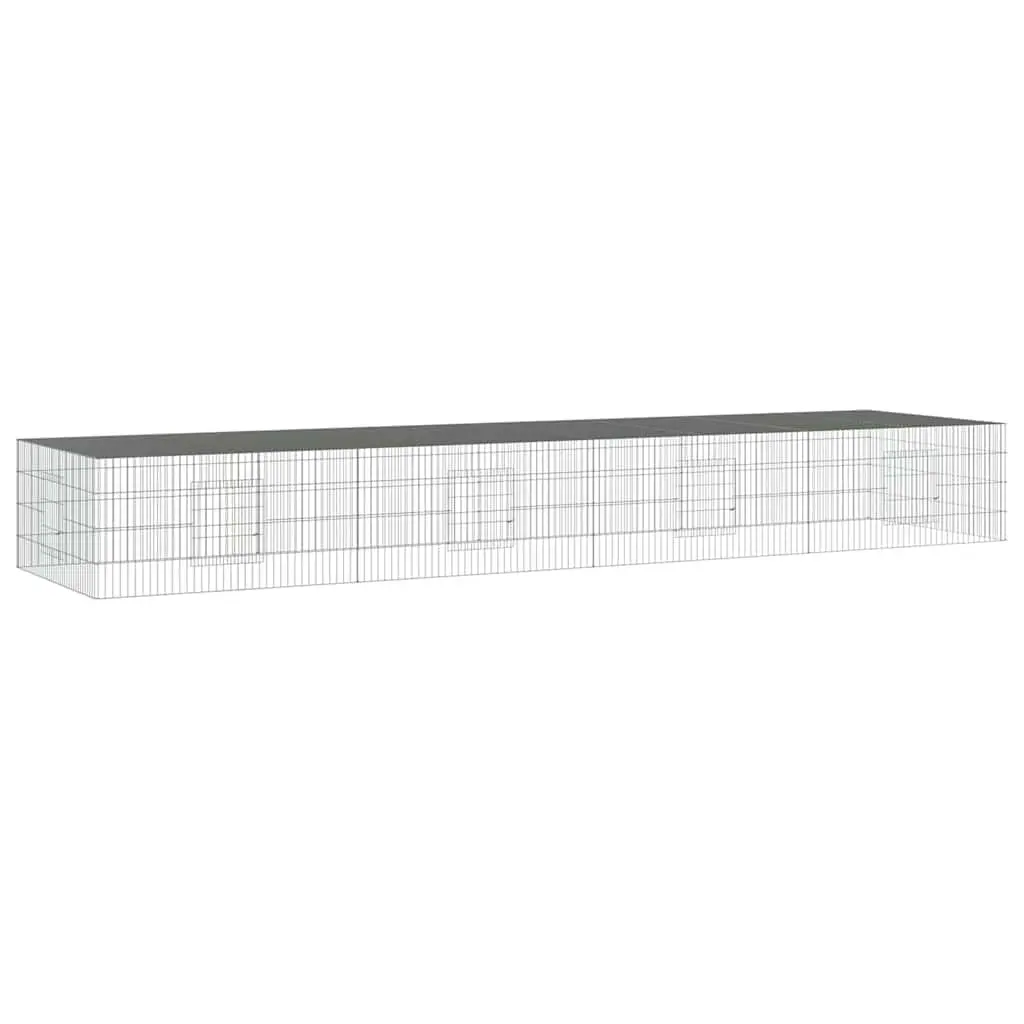 4-Panel Rabbit Cage Small Animal Hutch Run Playpen Galvanised Iron Silver 433cm