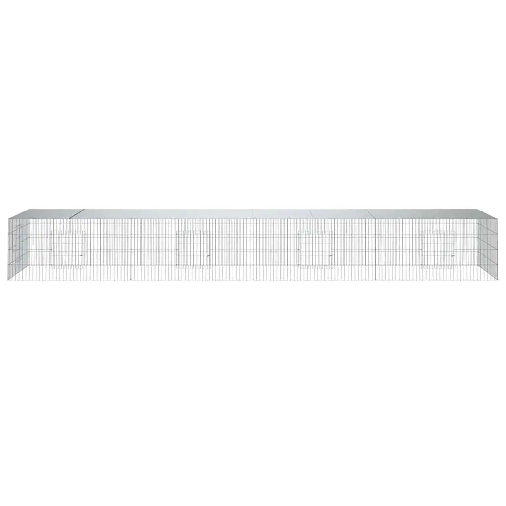 4-Panel Rabbit Cage Small Animal Hutch Run Playpen Galvanised Iron Silver 433cm