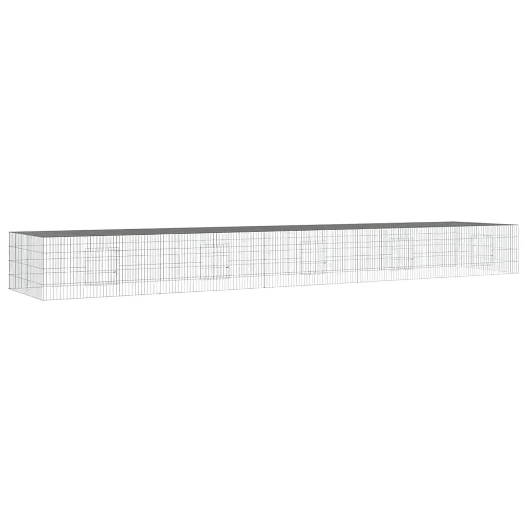 5-Panel Rabbit Cage Galvanised Iron 541 x 109 x 54 cm Silver