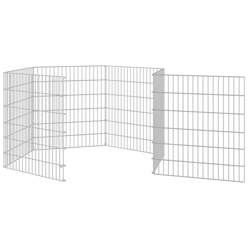 Small Animal Enclosure Galvanised Iron 6-Panel Play Pen for Rabbits Guinea Pigs Silver
