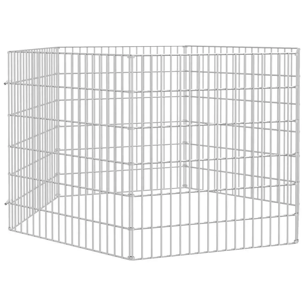 Small Animal Enclosure Galvanised Iron 6-Panel Play Pen for Rabbits Guinea Pigs Silver
