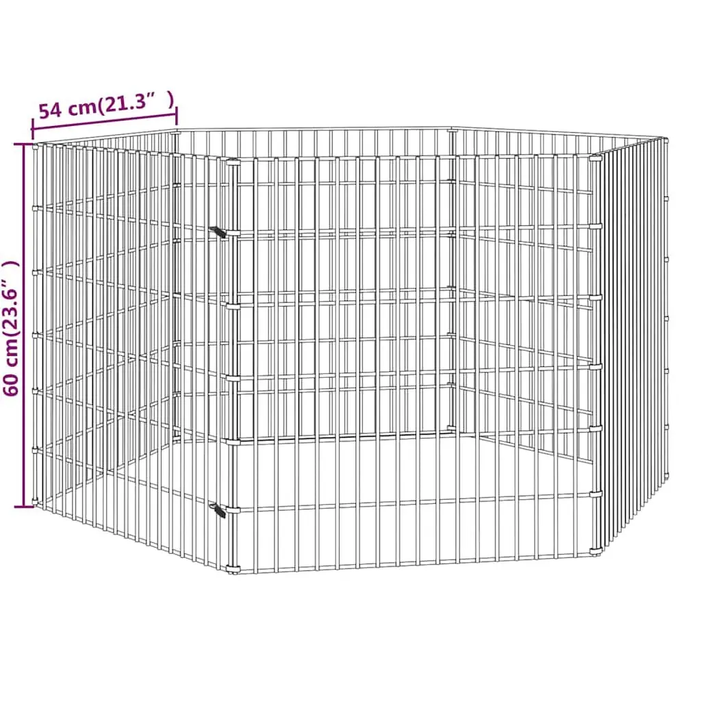 Small Animal Enclosure Galvanised Iron 6-Panel Play Pen for Rabbits Guinea Pigs Silver