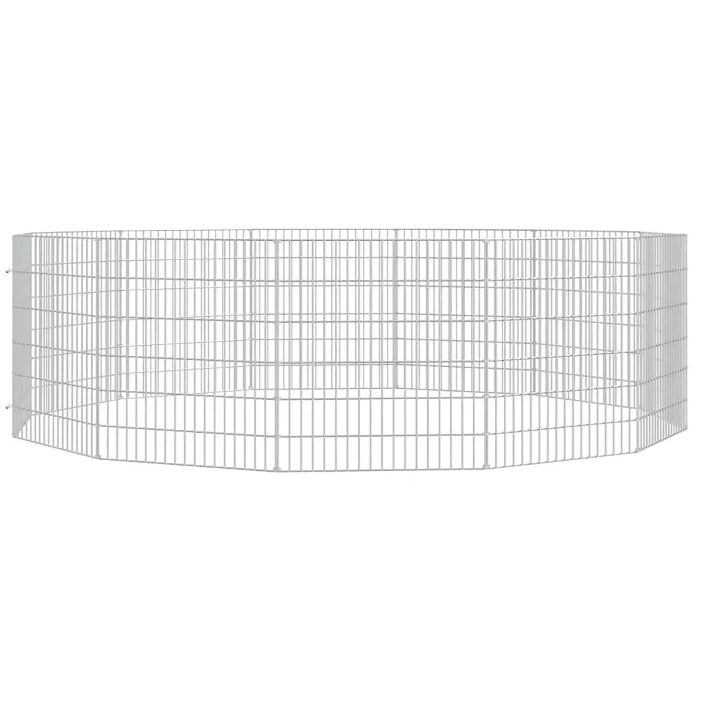Small Animal Enclosure Galvanised Iron 12 Panel Silver Pet Pen Rabbit Guinea Pig Run Cage Exercise