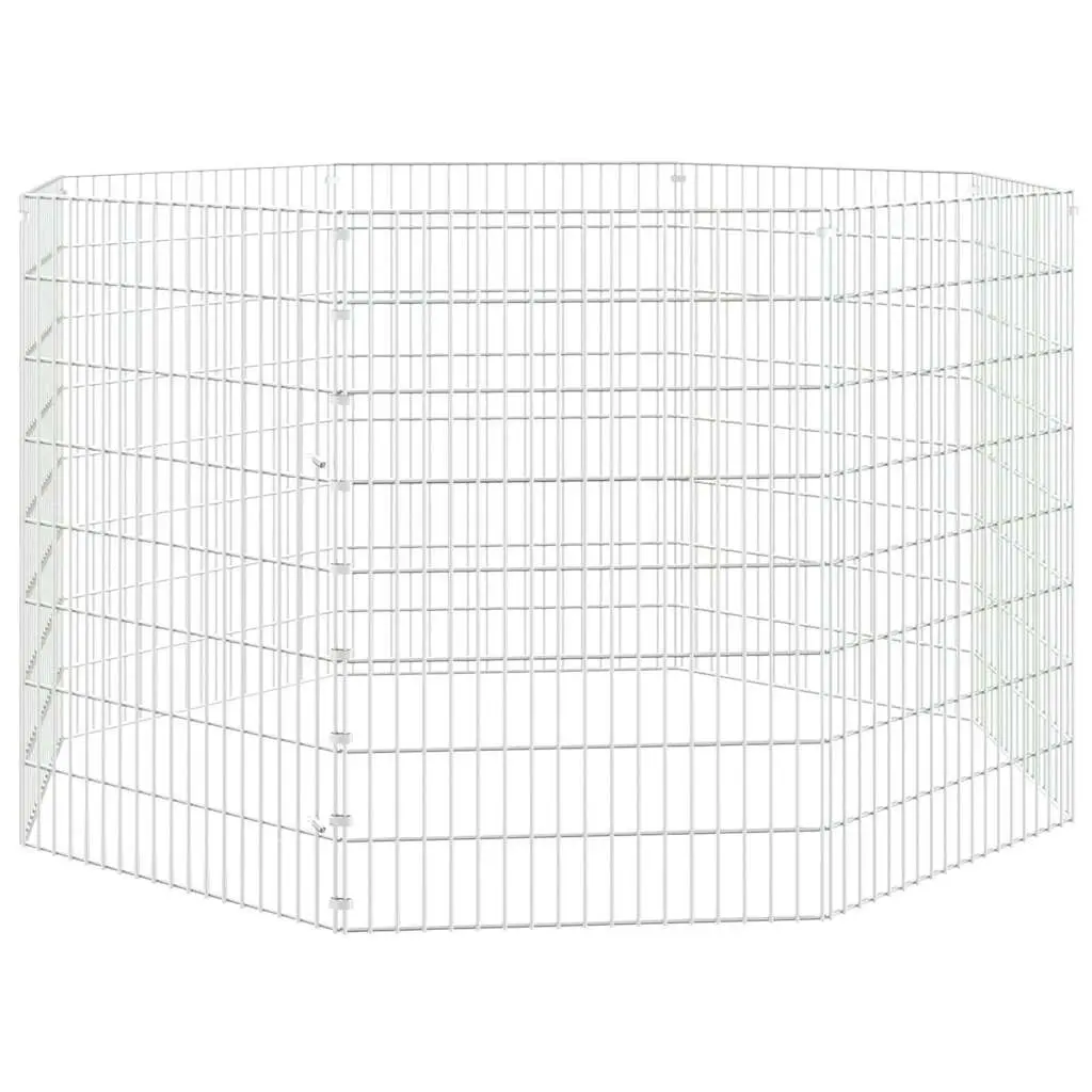 Small Animal Enclosure Galvanised Iron 8-Panel Playpen Exercise Run Cage Silver