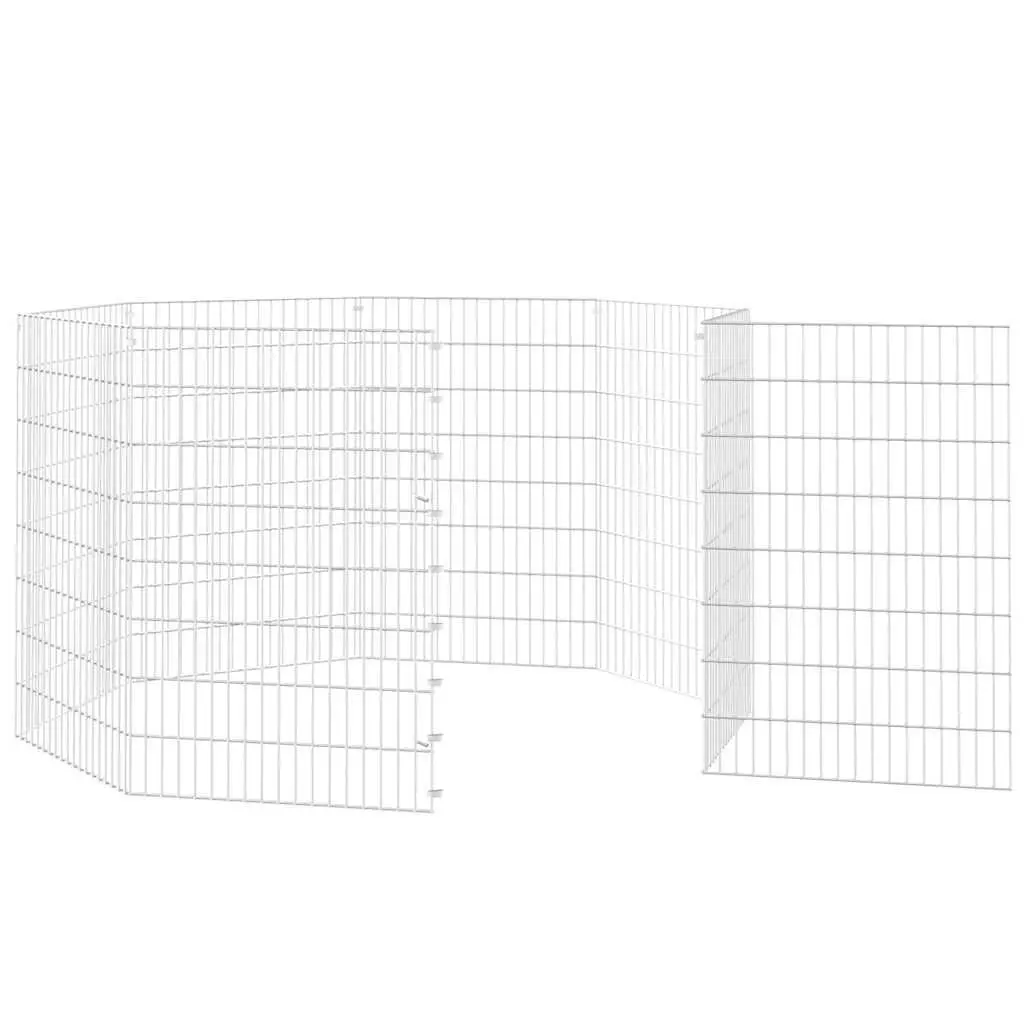 Small Animal Enclosure Galvanised Iron 8-Panel Playpen Exercise Run Cage Silver
