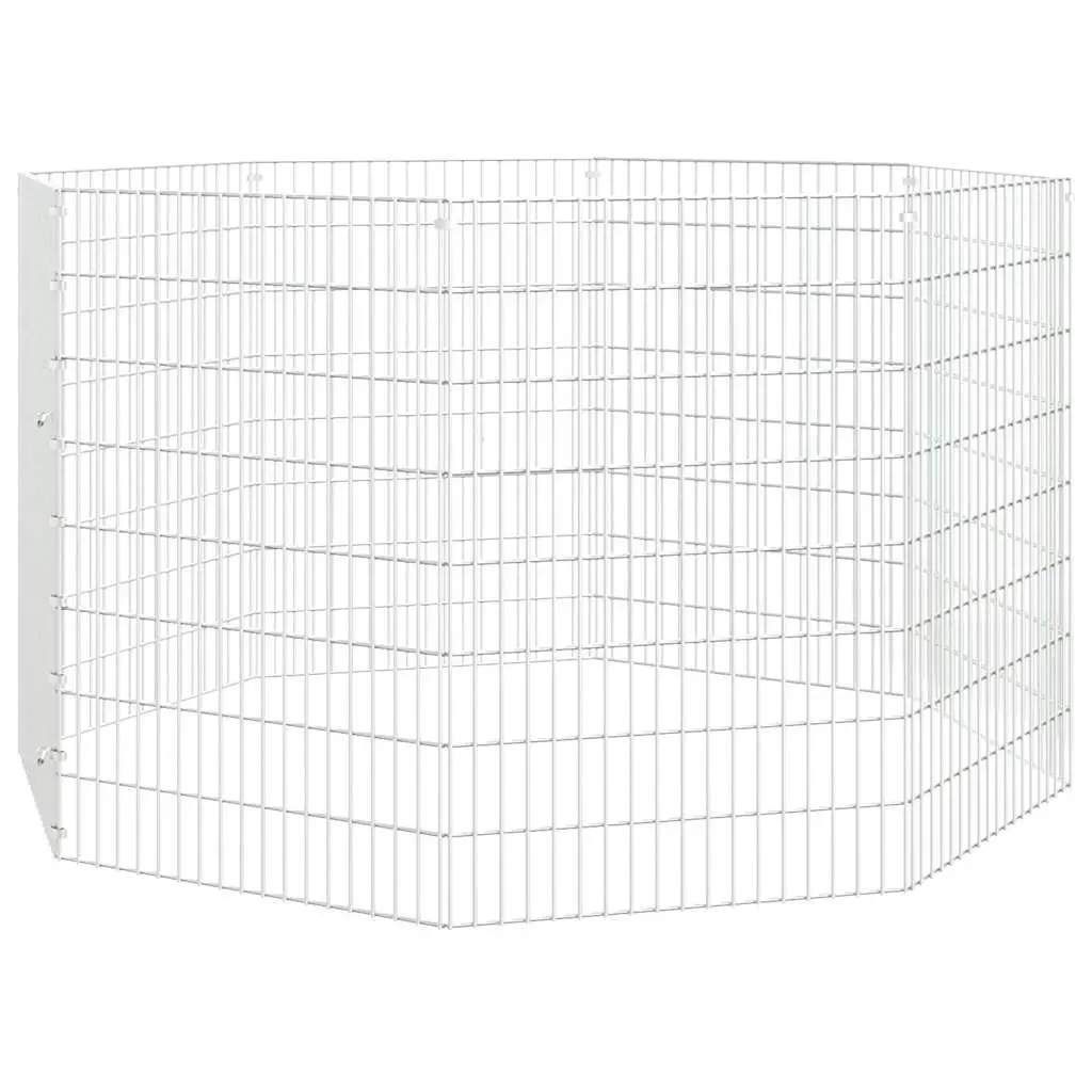 Small Animal Enclosure Galvanised Iron 8-Panel Playpen Exercise Run Cage Silver