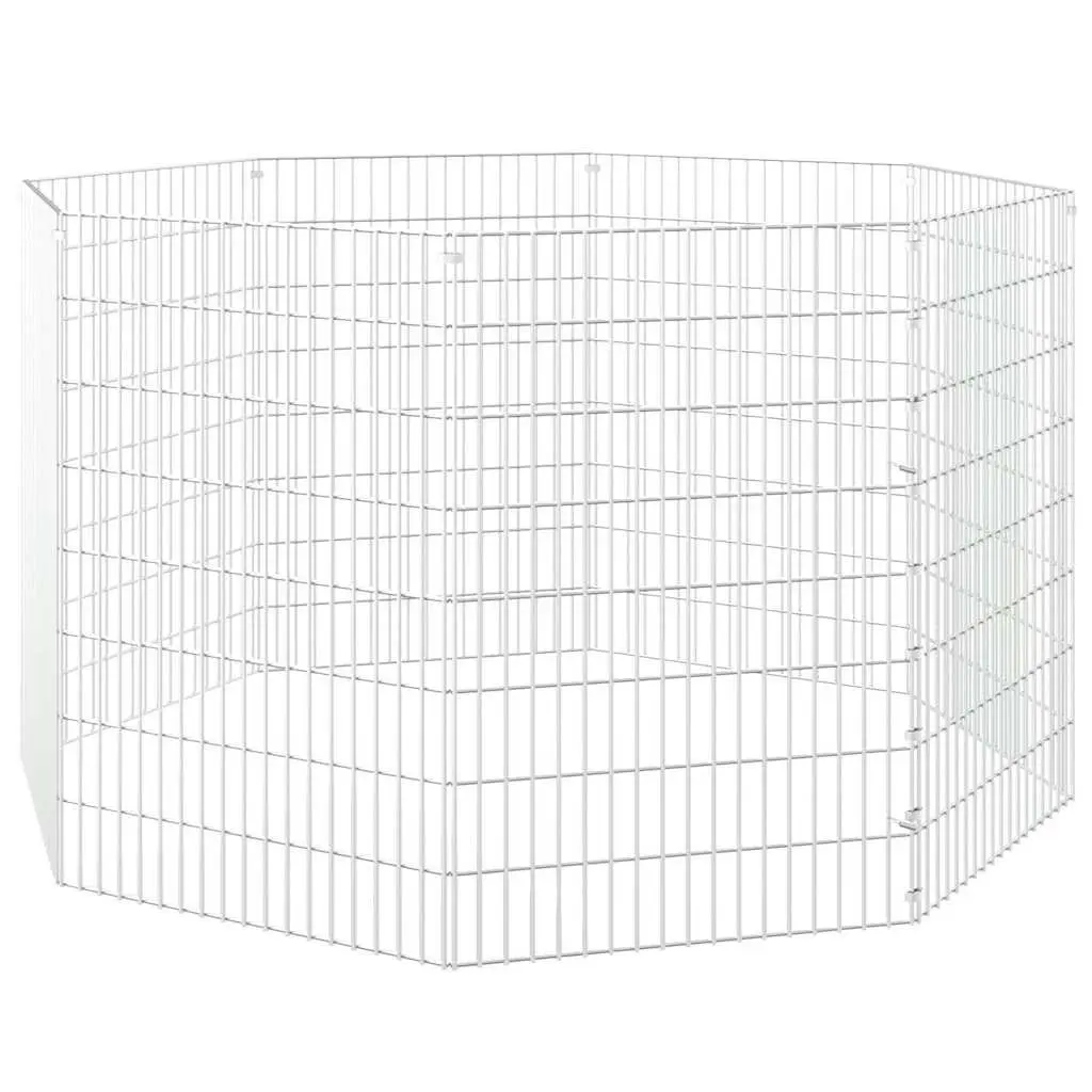 Small Animal Enclosure Galvanised Iron 8-Panel Playpen Exercise Run Cage Silver