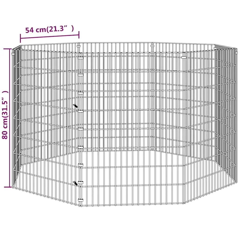 Small Animal Enclosure Galvanised Iron 8-Panel Playpen Exercise Run Cage Silver