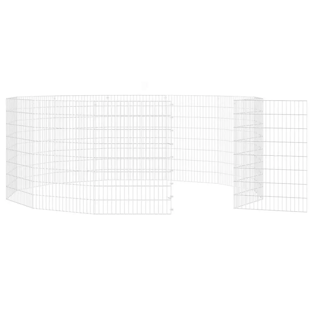 12 Panel Galvanised Iron Small Animal Enclosure Silver Flexible Assembly for Rabbits and Guinea Pigs