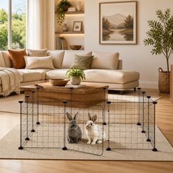 12-Panel Small Animal Pet Cage Enclosure with Door Black 105x105x35cm
