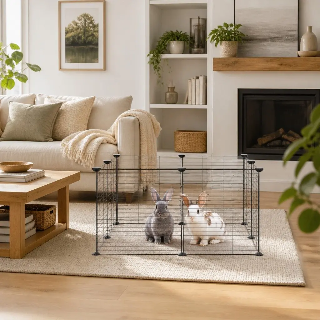 8-Panel Pet Cage Black 70x70x35 cm Small Animal Enclosure Playpen Exercise