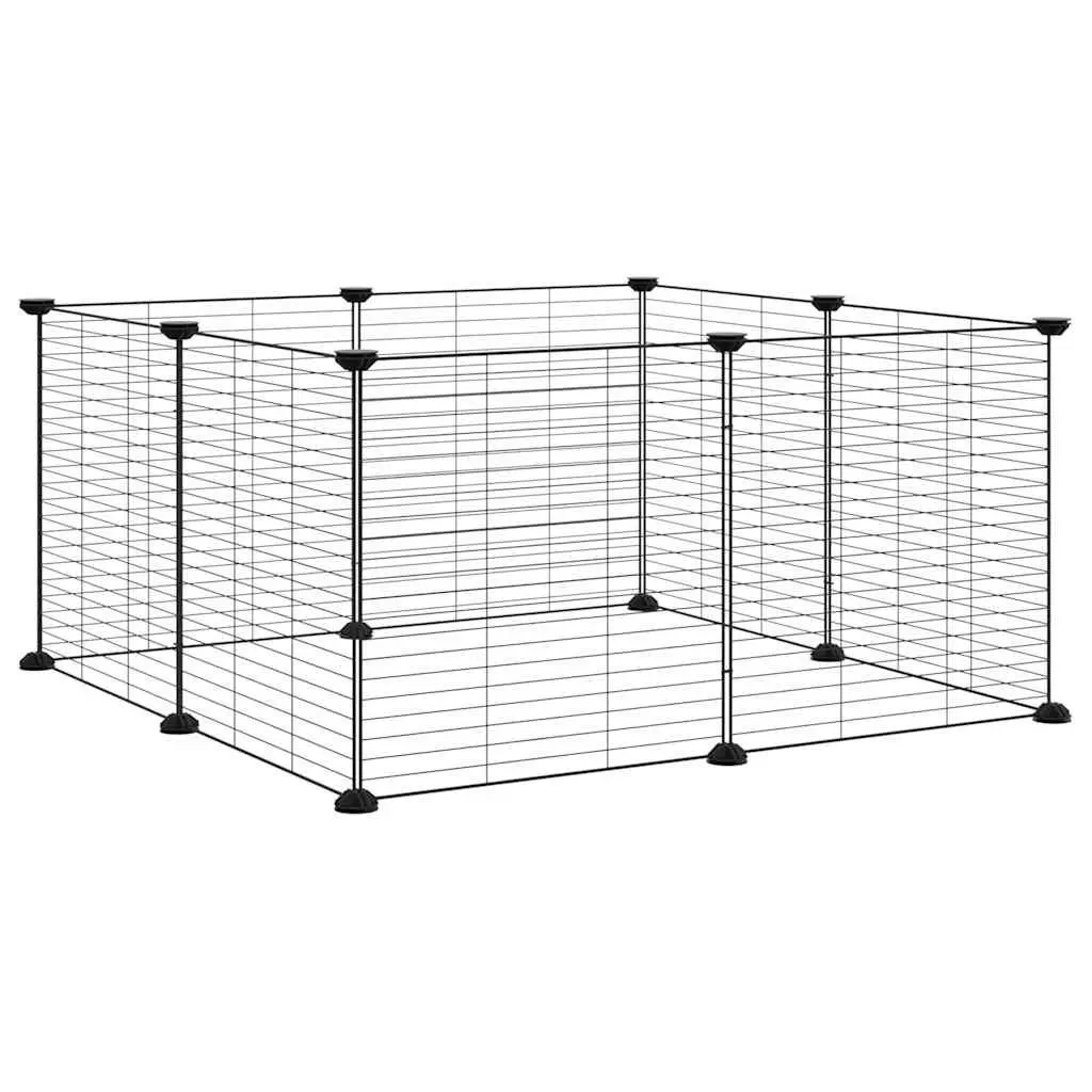 8-Panel Pet Cage Black 70x70x35 cm Small Animal Enclosure Playpen Exercise