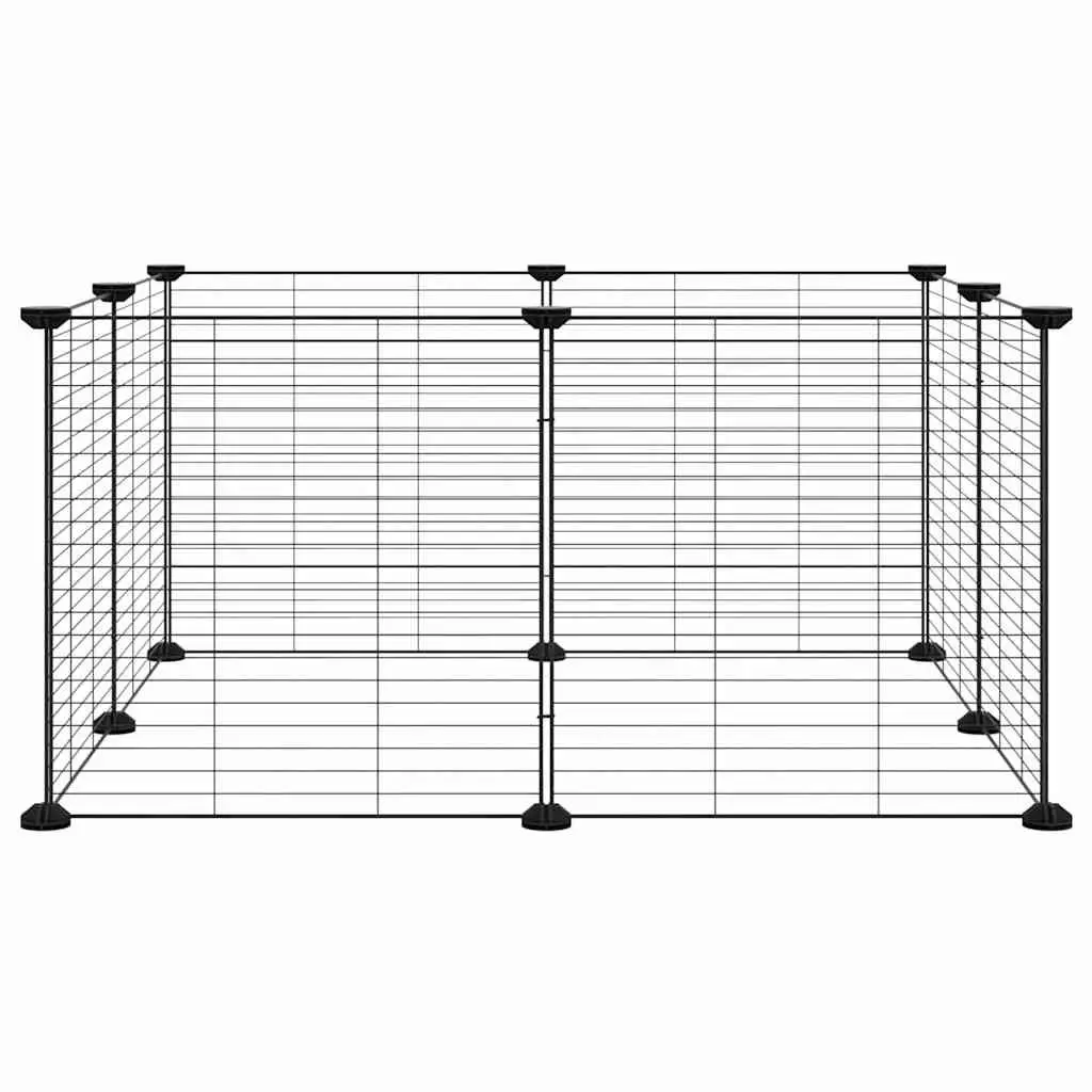 8-Panel Pet Cage Black 70x70x35 cm Small Animal Enclosure Playpen Exercise