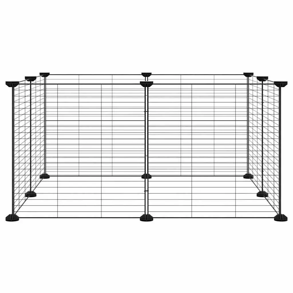8-Panel Pet Cage Black 70x70x35 cm Small Animal Enclosure Playpen Exercise
