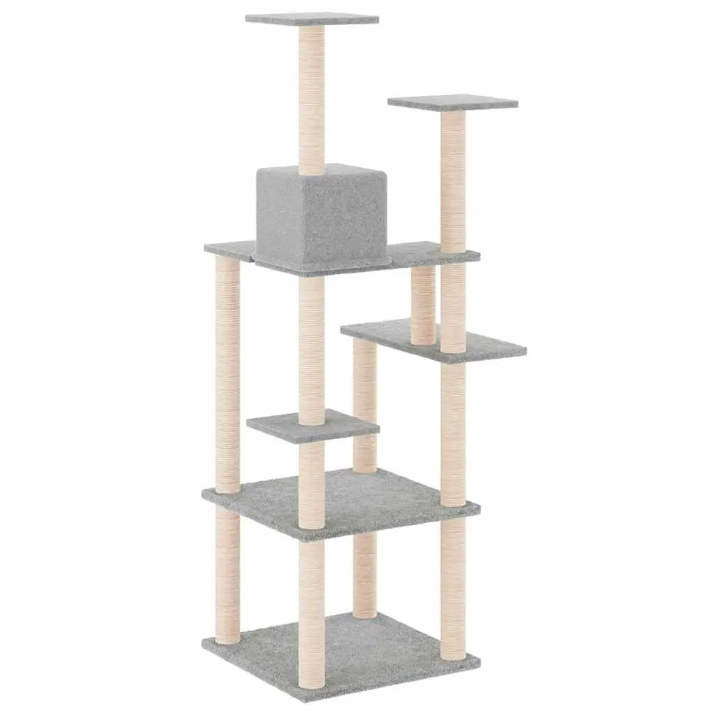 Cat Tree Tower Multi-Level Sisal Scratching Posts 153cm Light Grey