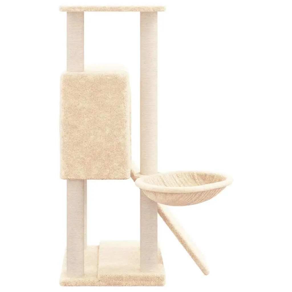 Cat Tree Plush Scratching Posts House Hammock Ladder Platform Cream 96cm