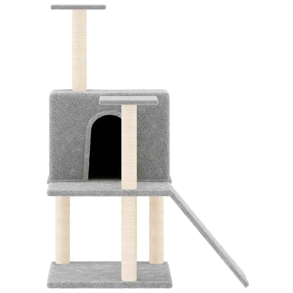 Cat Tree Sisal Scratching Posts Multi-Level House Ladder Platforms Grey 109cm