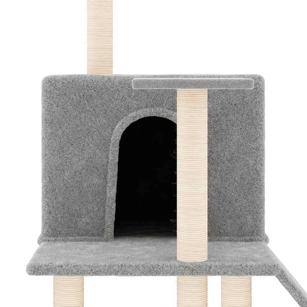 Cat Tree Sisal Scratching Posts Multi-Level House Ladder Platforms Grey 109cm