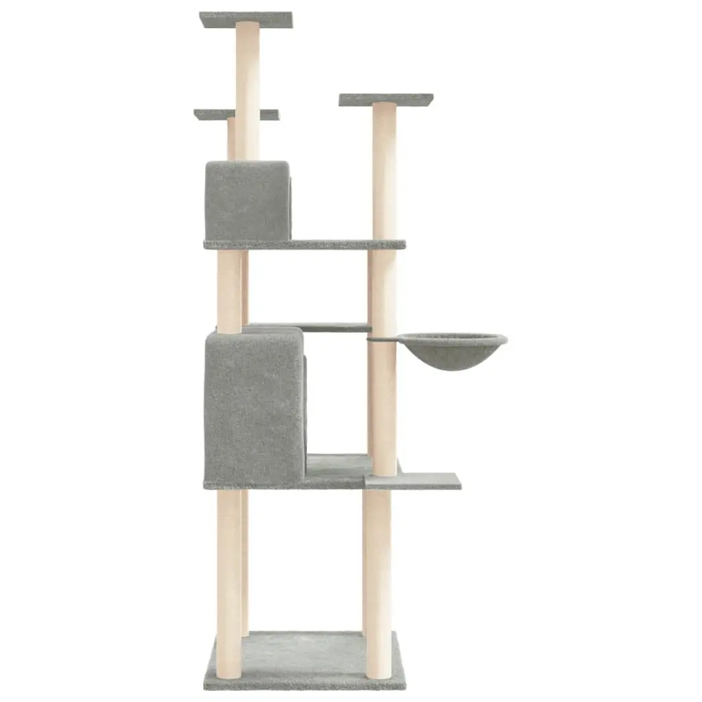 Cat Tree Multi-Level Furniture Soft Plush Grey 166 cm with Sisal Scratching Posts and Houses