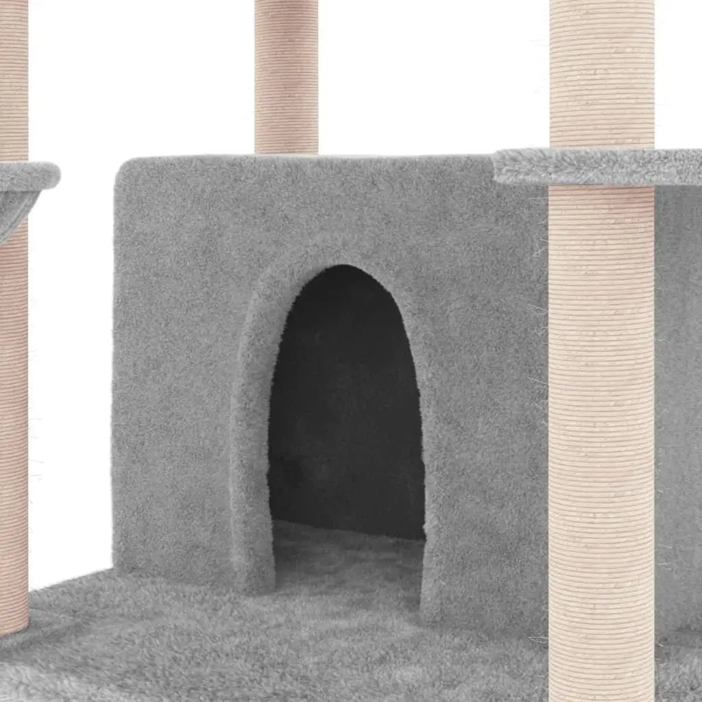 Cat Tree Multi-Level Furniture Soft Plush Grey 166 cm with Sisal Scratching Posts and Houses