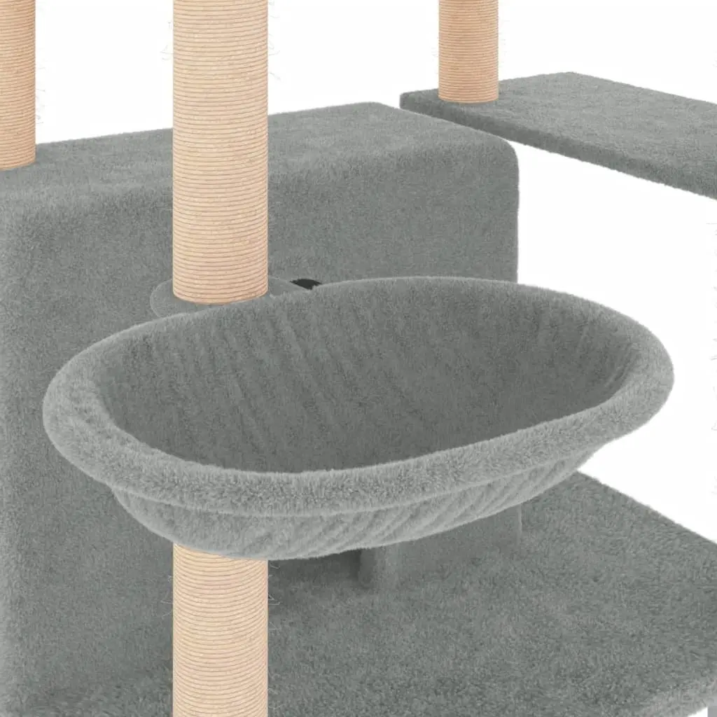 Cat Tree Multi-Level Furniture Soft Plush Grey 166 cm with Sisal Scratching Posts and Houses