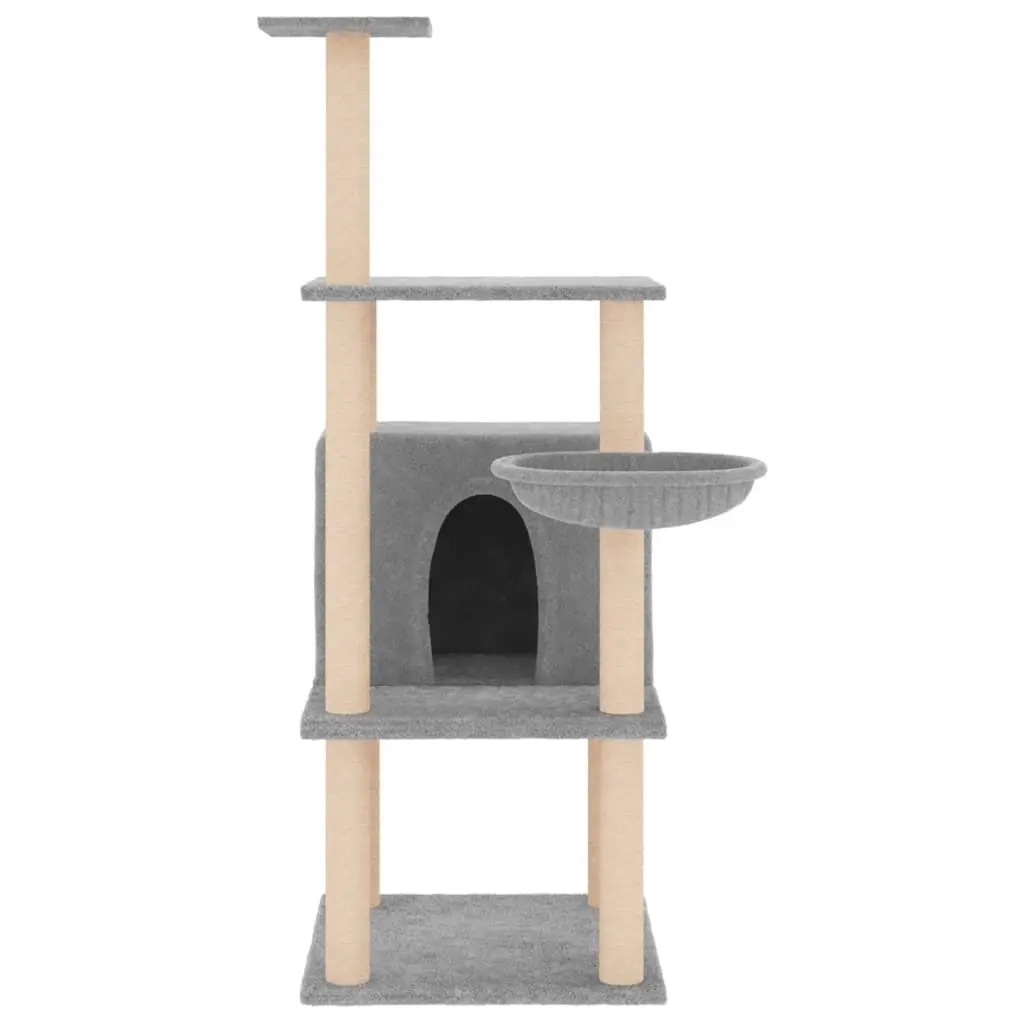 Cat Tree Multi-Level Plush Grey with Sisal Scratching Posts House Basket Platforms