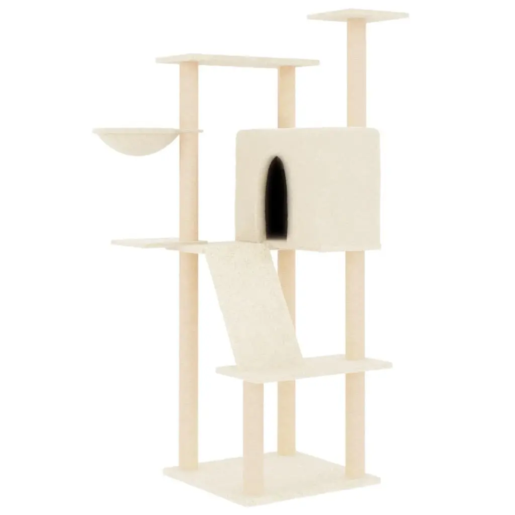 Cat Tree Multi-Level Plush 143 cm Cream