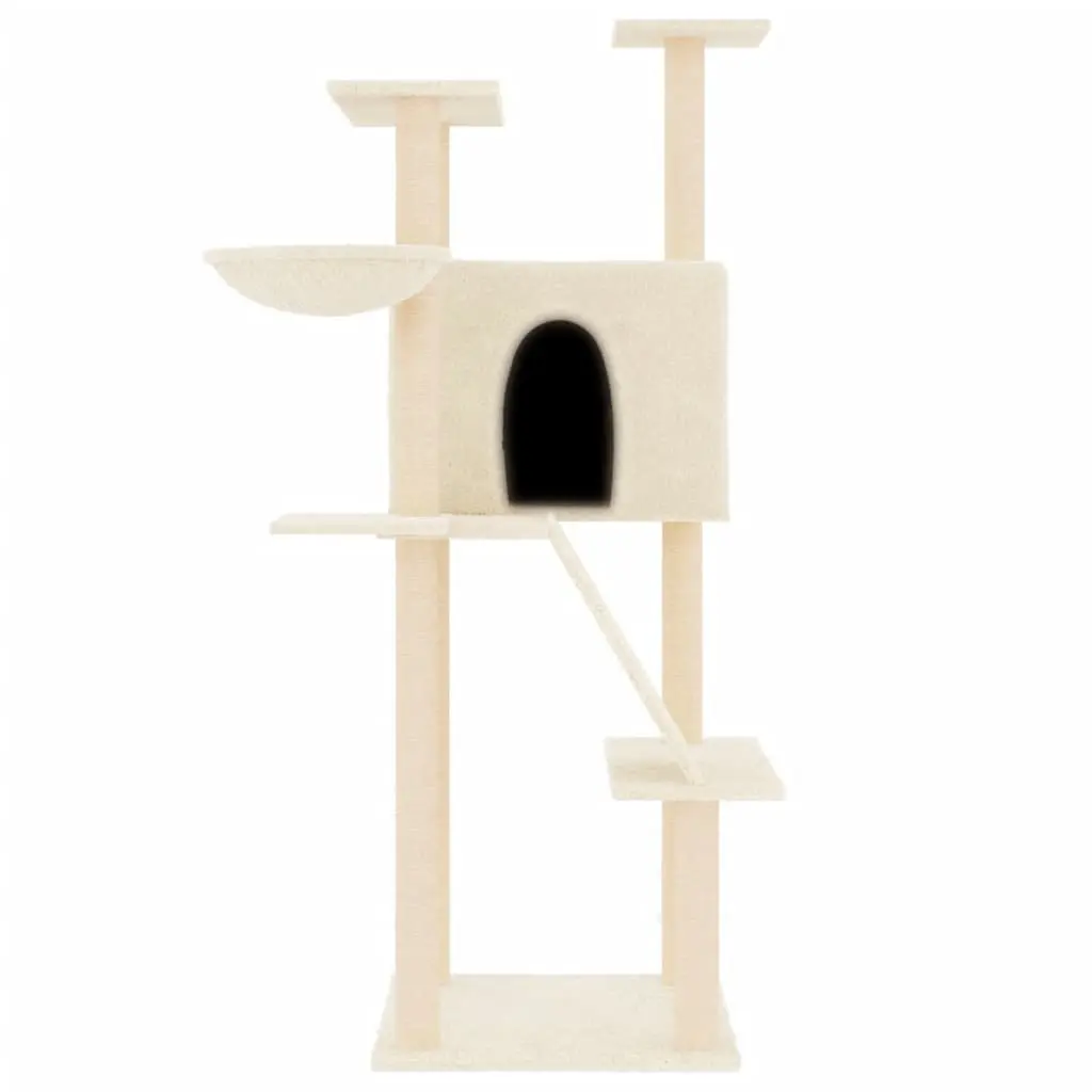 Cat Tree Multi-Level Plush 143 cm Cream
