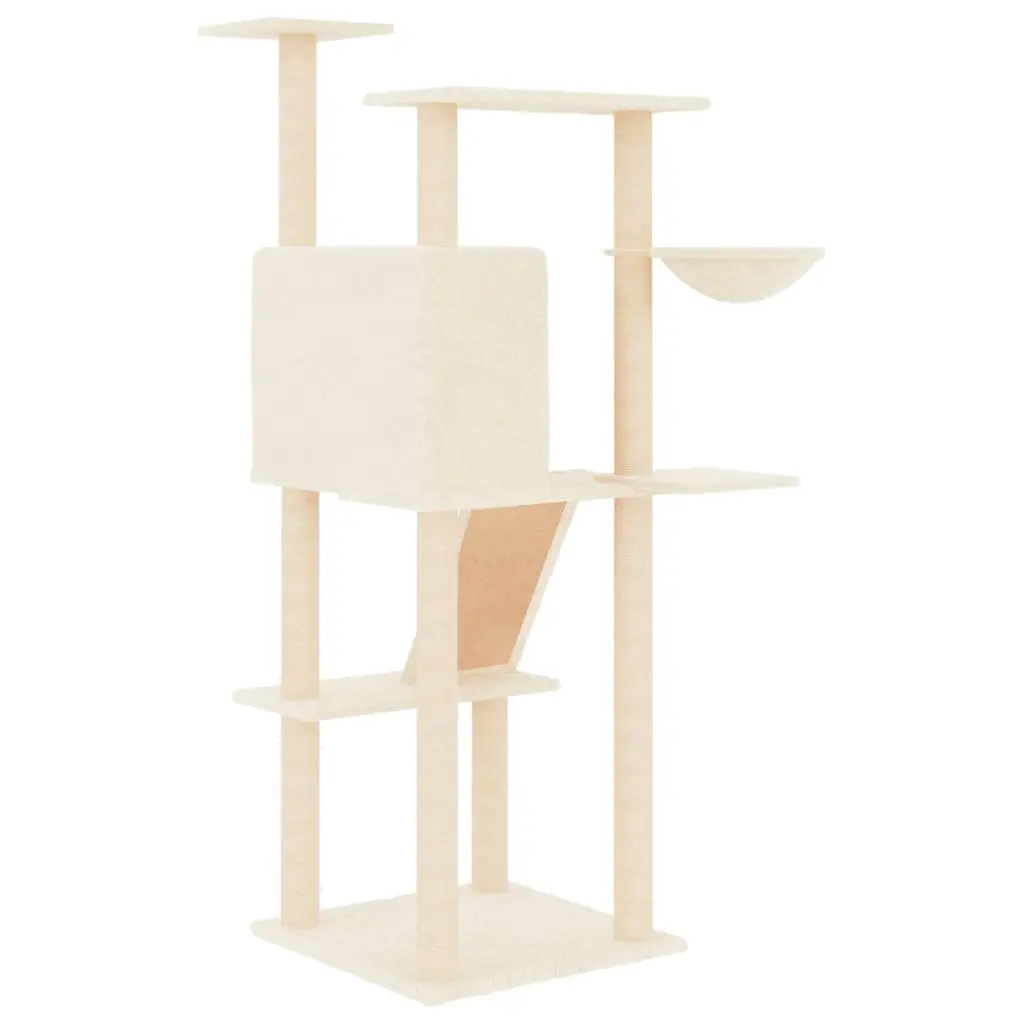 Cat Tree Multi-Level Plush 143 cm Cream