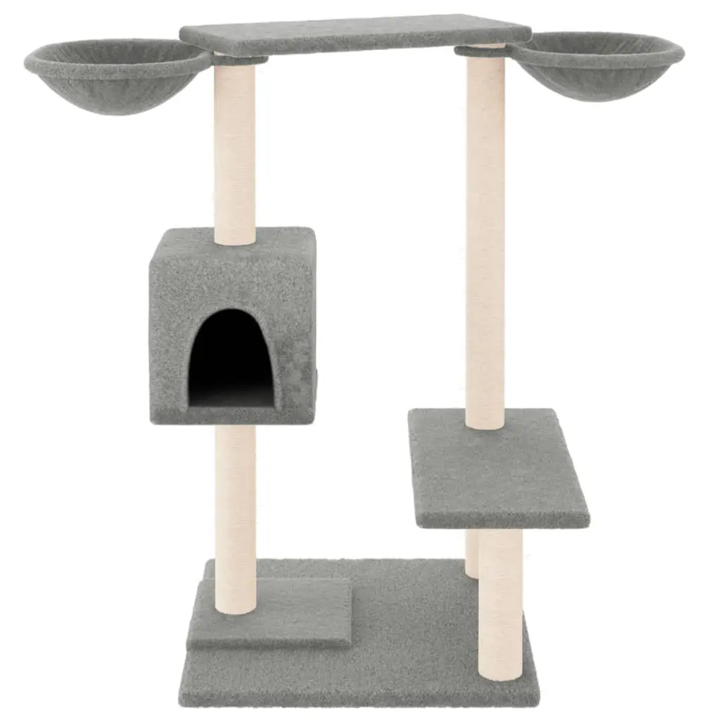 Cat Tree Multi-Level Plush 82cm Grey with Scratching Posts Baskets House