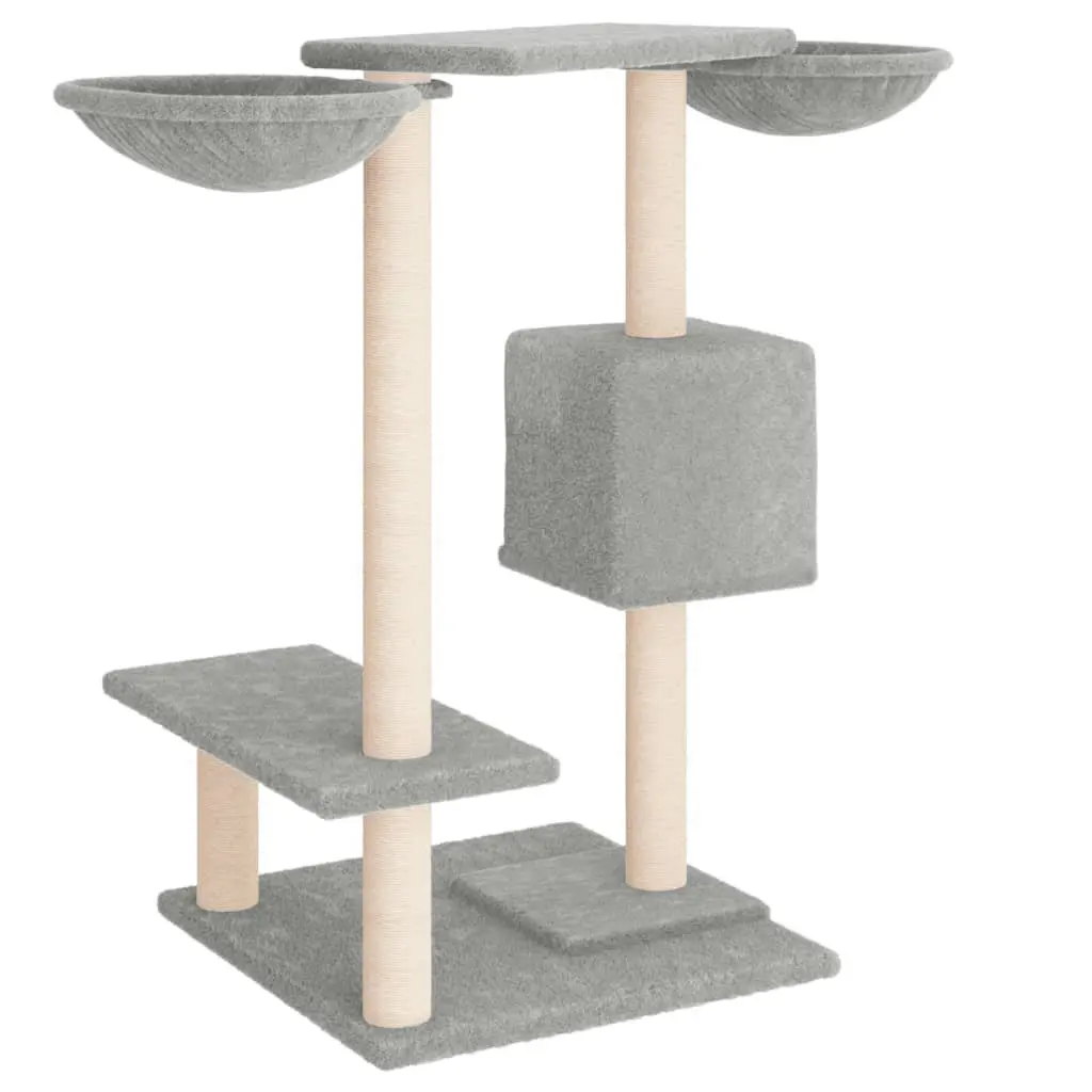 Cat Tree Multi-Level Plush 82cm Grey with Scratching Posts Baskets House