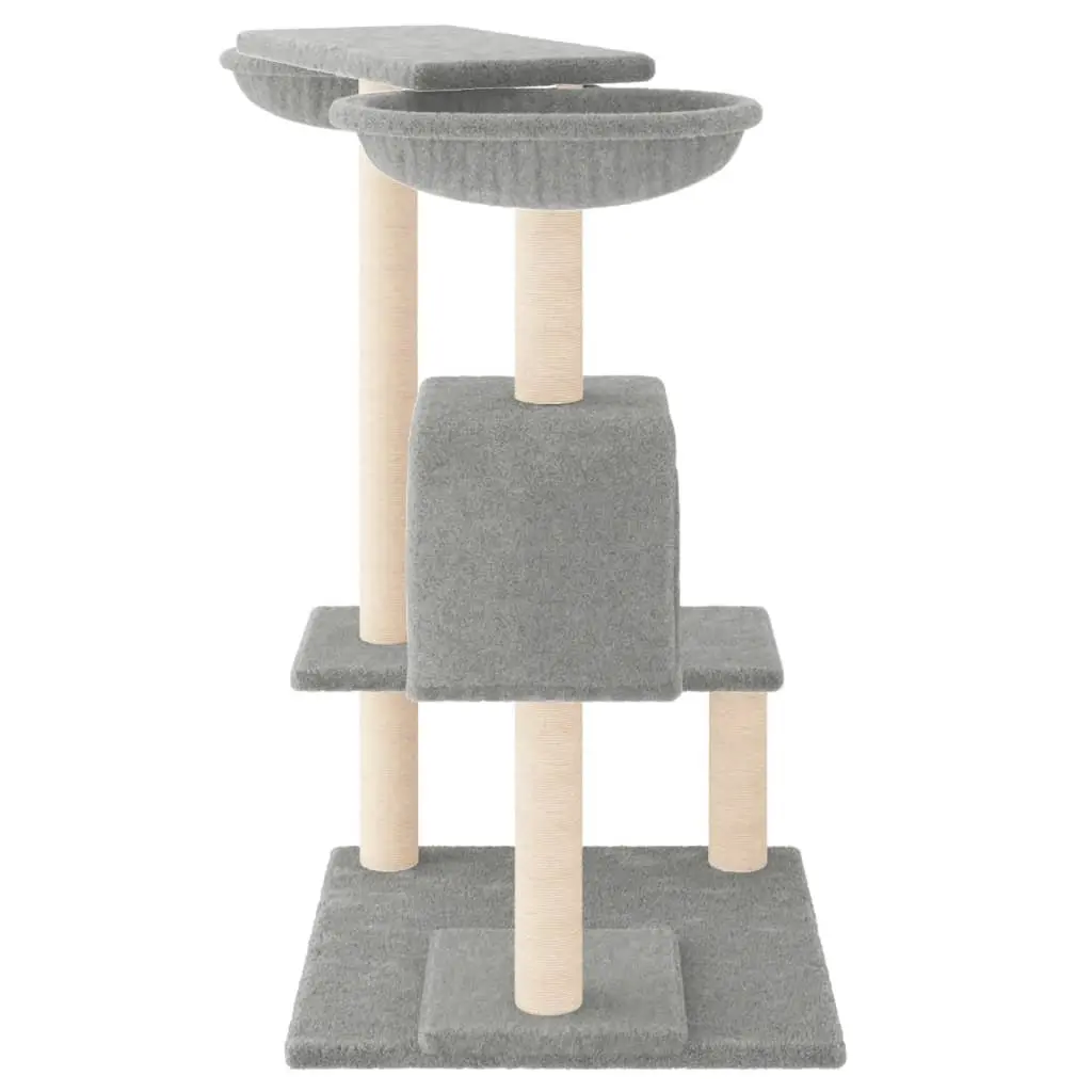 Cat Tree Multi-Level Plush 82cm Grey with Scratching Posts Baskets House