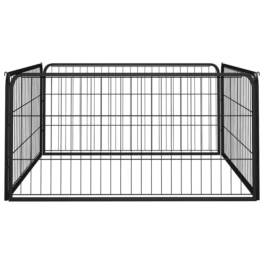 4 Panel Dog Exercise Pen Black Powder Coated Steel 100 x 50 cm Heavy Duty Puppy Kennel Enclosure