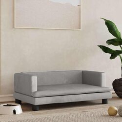 Practical Light Grey Dog Bed 80x45x30cm Velvet Couch