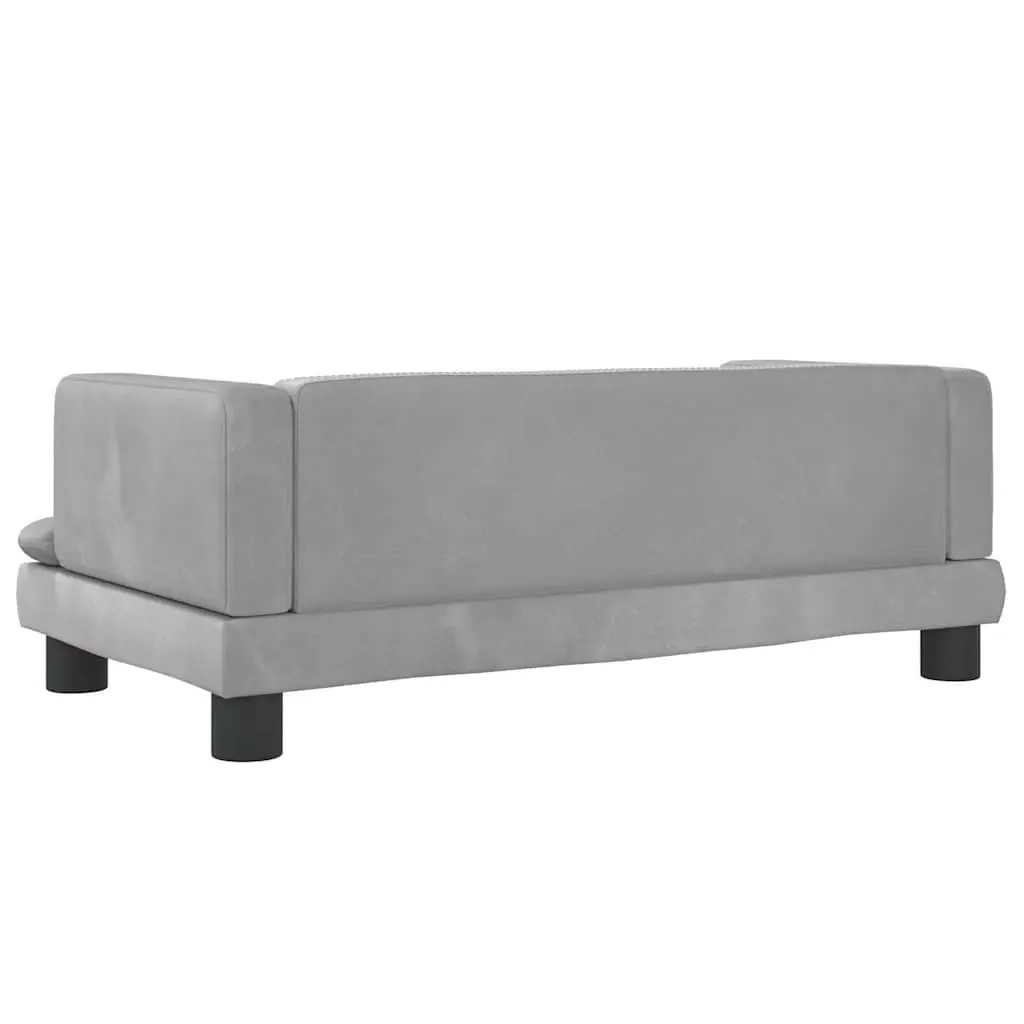 Dog Bed Velvet Light Grey 80x45x30cm Foam Padding Pine Wood Frame