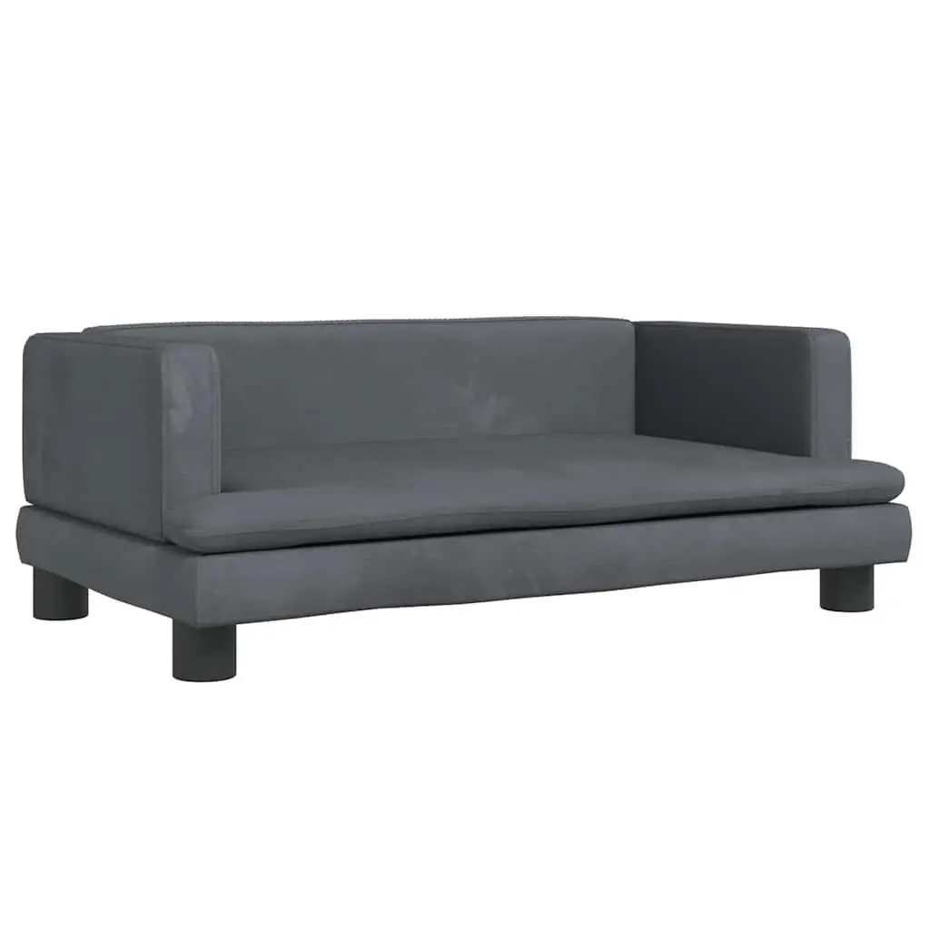 Dog Bed Velvet Grey 80x45x30cm Foam Pine Wood Frame
