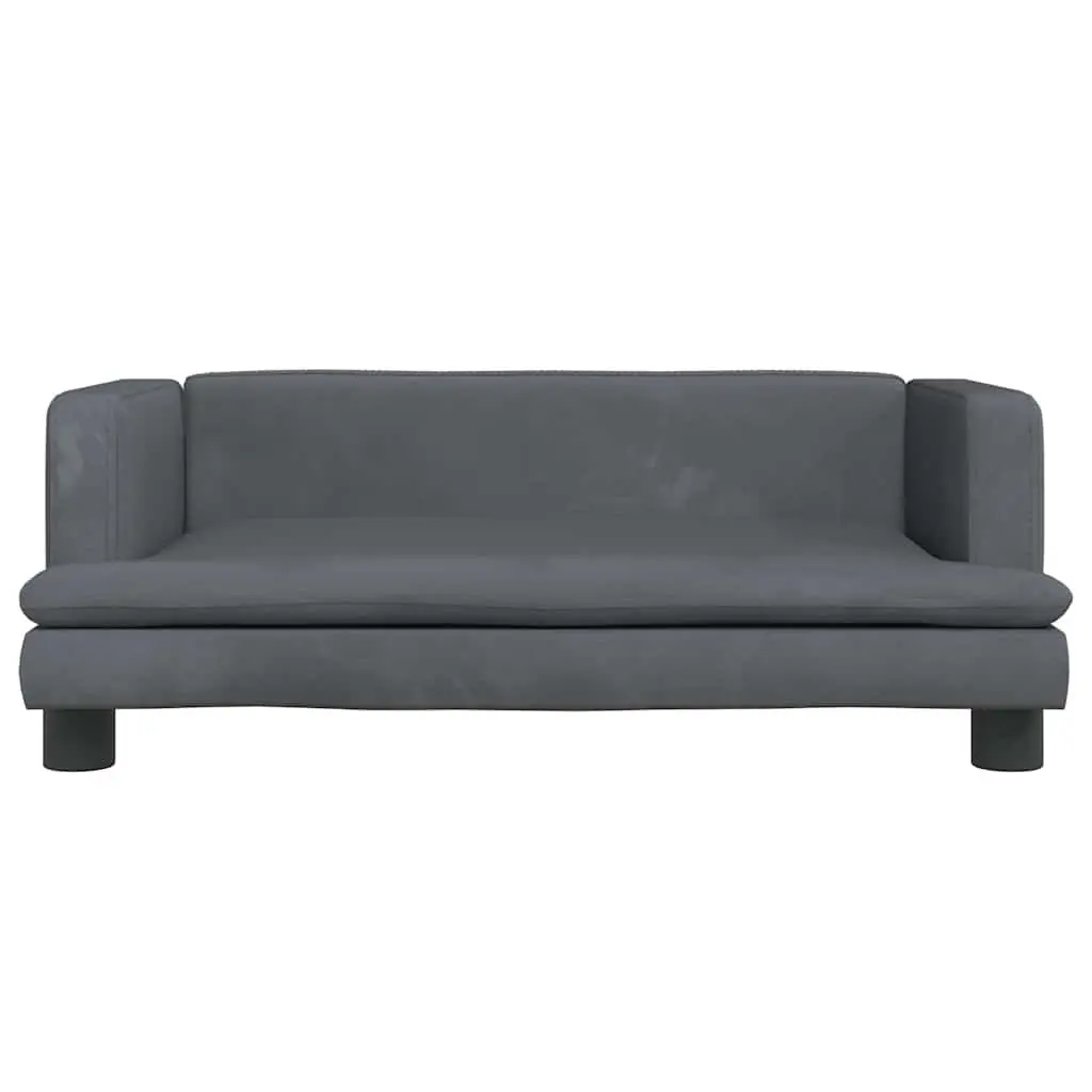 Dog Bed Velvet Grey 80x45x30cm Foam Pine Wood Frame