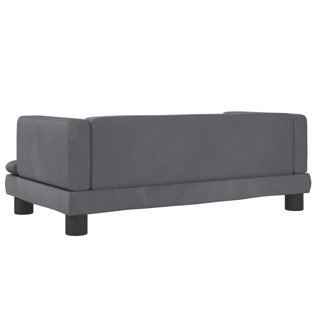 Dog Bed Velvet Grey 80x45x30cm Foam Pine Wood Frame