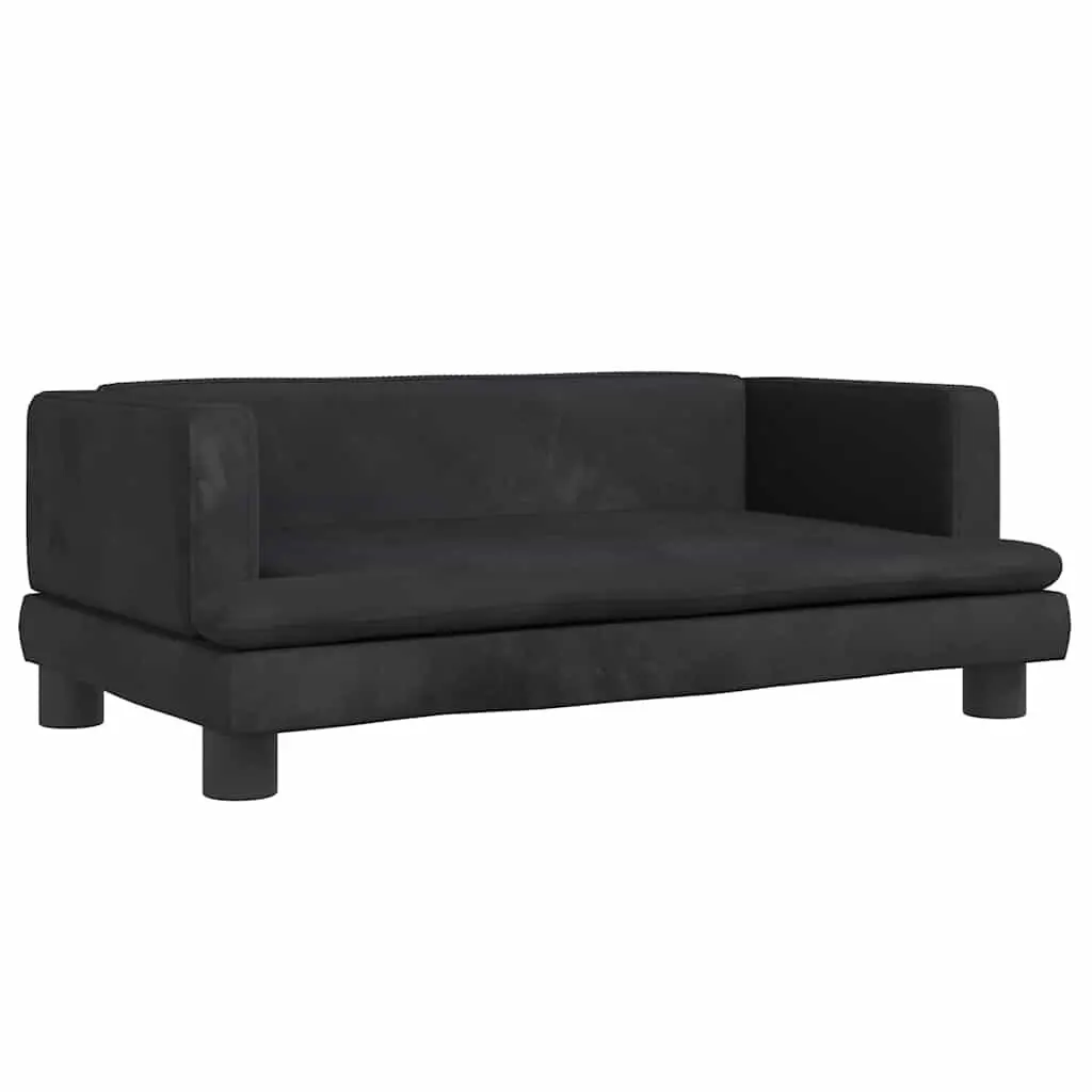 Dog Bed Velvet Black 80x45x30 cm Pet Sofa Couch Cushion Indoor