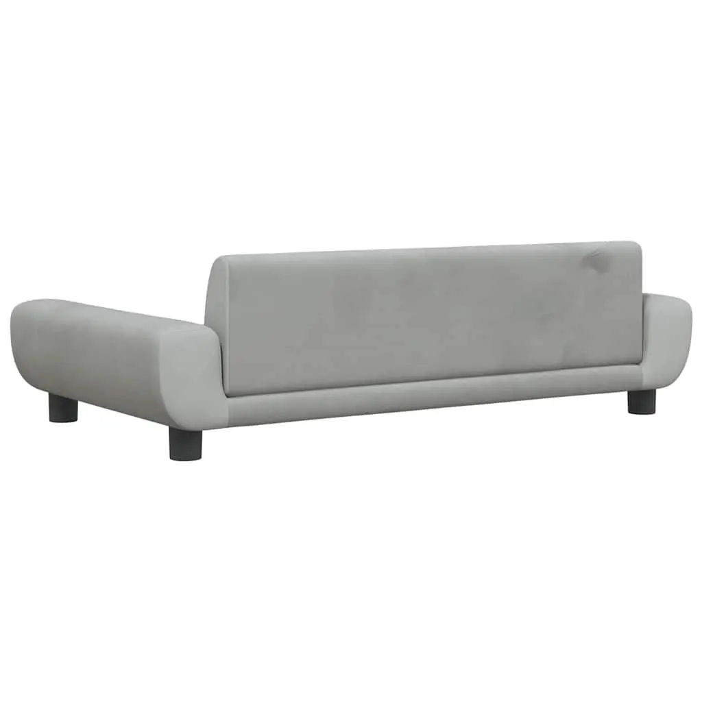 Dog Bed Velvet Light Grey Foam Padded Couch 100 x 54 x 33 cm