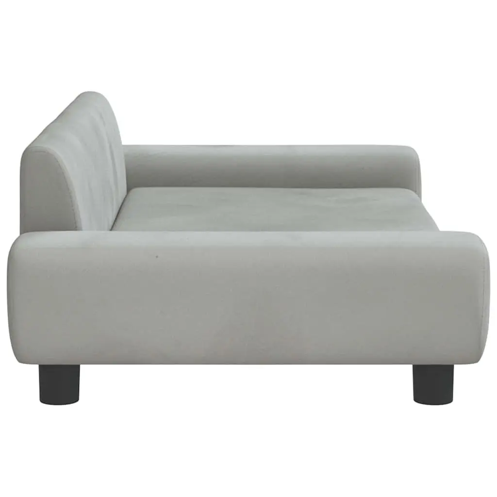 Dog Bed Velvet Light Grey Foam Padded Couch 100 x 54 x 33 cm