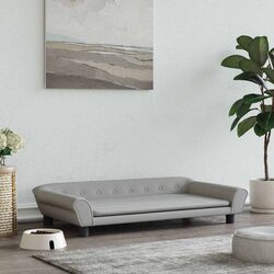 Practical Grey Velvet Dog Bed for Home Use