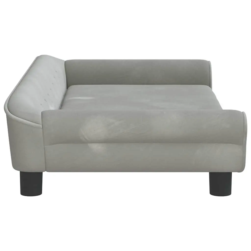 Dog Bed Velvet Padded Foam Grey 100 x 50 x 21 cm