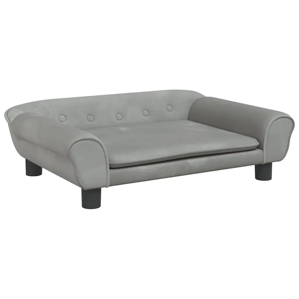 Dog Bed Velvet Light Grey 70x48x22cm Soft Foam Cushion Pet Sofa Furniture
